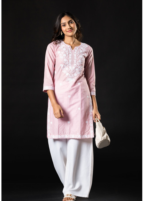 ADELYN PINK EMBROIDERED KURTHA
